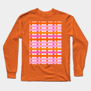 Pink and Orange, Check, Plaid Long Sleeve T-Shirt
